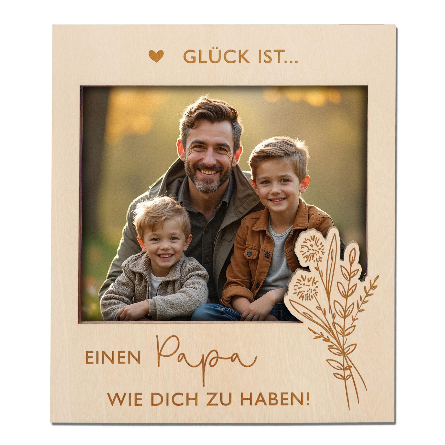 Joli Coon Geschenk Papa - magnetischer Bilderrahmen für euer gemeinsames Bild - Glück ist einen Papa wie Dich zu haben - Geschenke für Papas