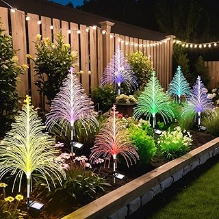 4 Packs Solar Christmas Lights Outdoor Waterproof Garden Lights, Multi-Colored Change, Auto ON/Off Outdoor Solar Light for...