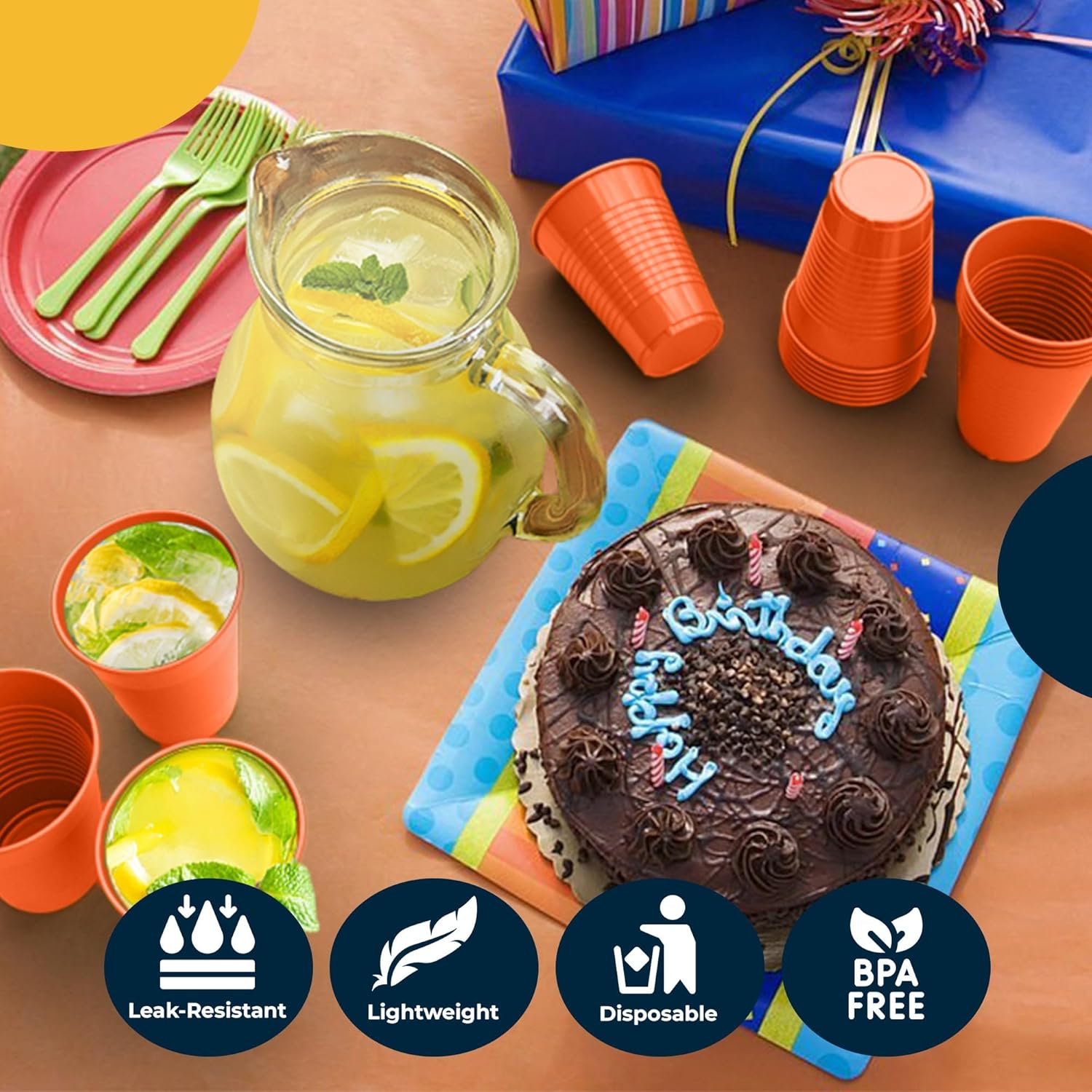 Exquisite Party Solids 12 Oz Orange Plastic Cups For Party Supplies 50 Pack | Orange Disposable Cups Plastic | Disposable Drinkware For Parties, Events & Everyday - Image 4