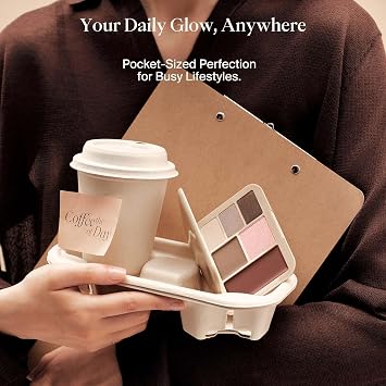 JOOCYEE 6 Color Multi-Use Face Palette, 5 in 1 Makeup Kit with Eyeshadow Blush Contour Highlighter Lip Color, Travel-Friendly Lookbook Design for Seamless Daily Glow - Warm Brown Look