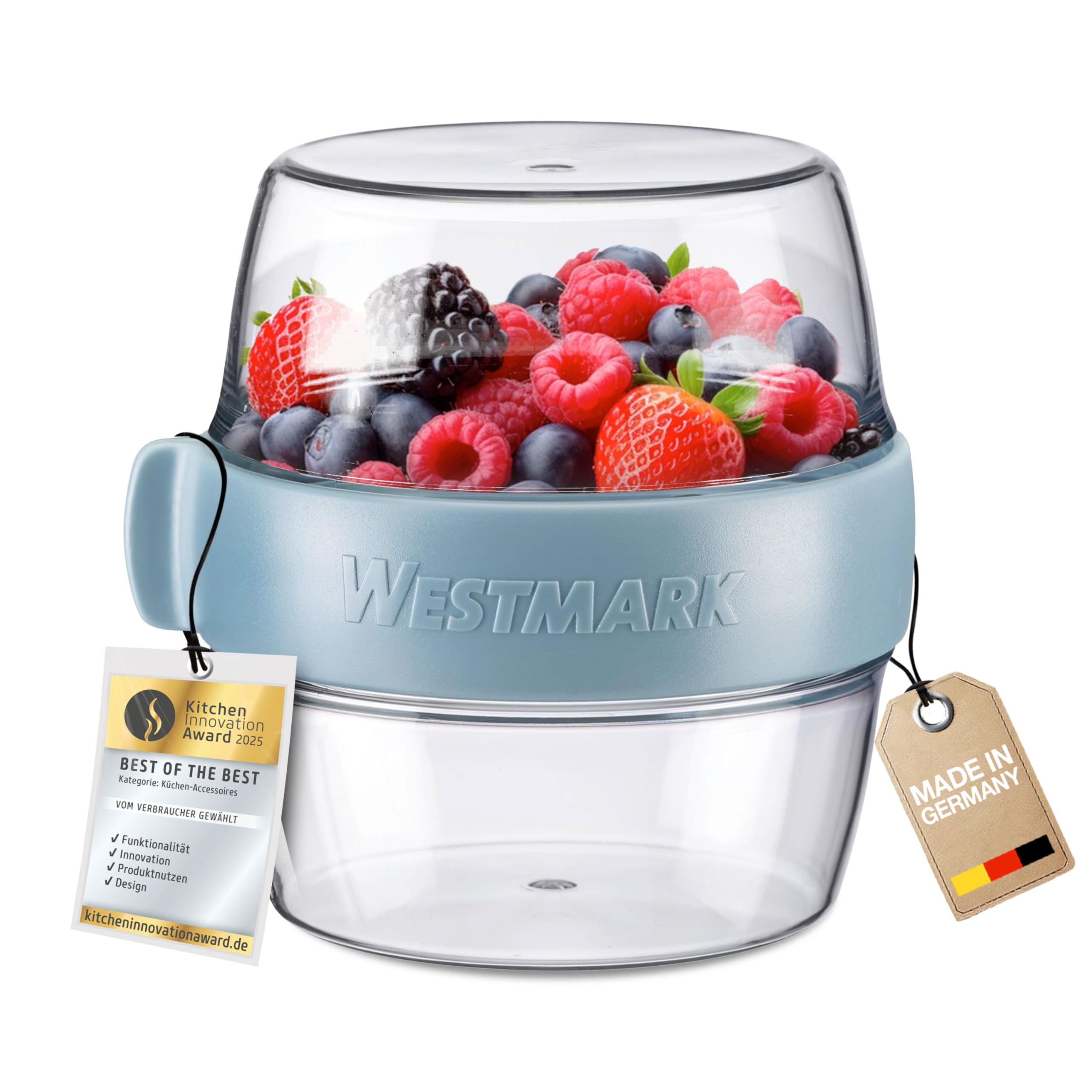 Westmark Pocketbox -Maxi-, praktische Meal-Prep-Dose to go, ideal für Joghurt, Obst, Gemüse, Snacks, 700 ml (2 x 350 ml), BPA-frei, Blau
