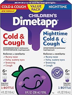 Children's Dimetapp Cold & Cough Value Pack, Antihistamine, Cough Suppressant, Grape Flavor, (2) 4 Oz Bottles – Packaging May Vary.