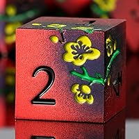 Vista 16 de Dados DND de metal mate rojo, DNDND 7 piezas de dados metálicos pesados D&D con hermoso estuche de regalo para juego de mesa Dungeons and Dragon