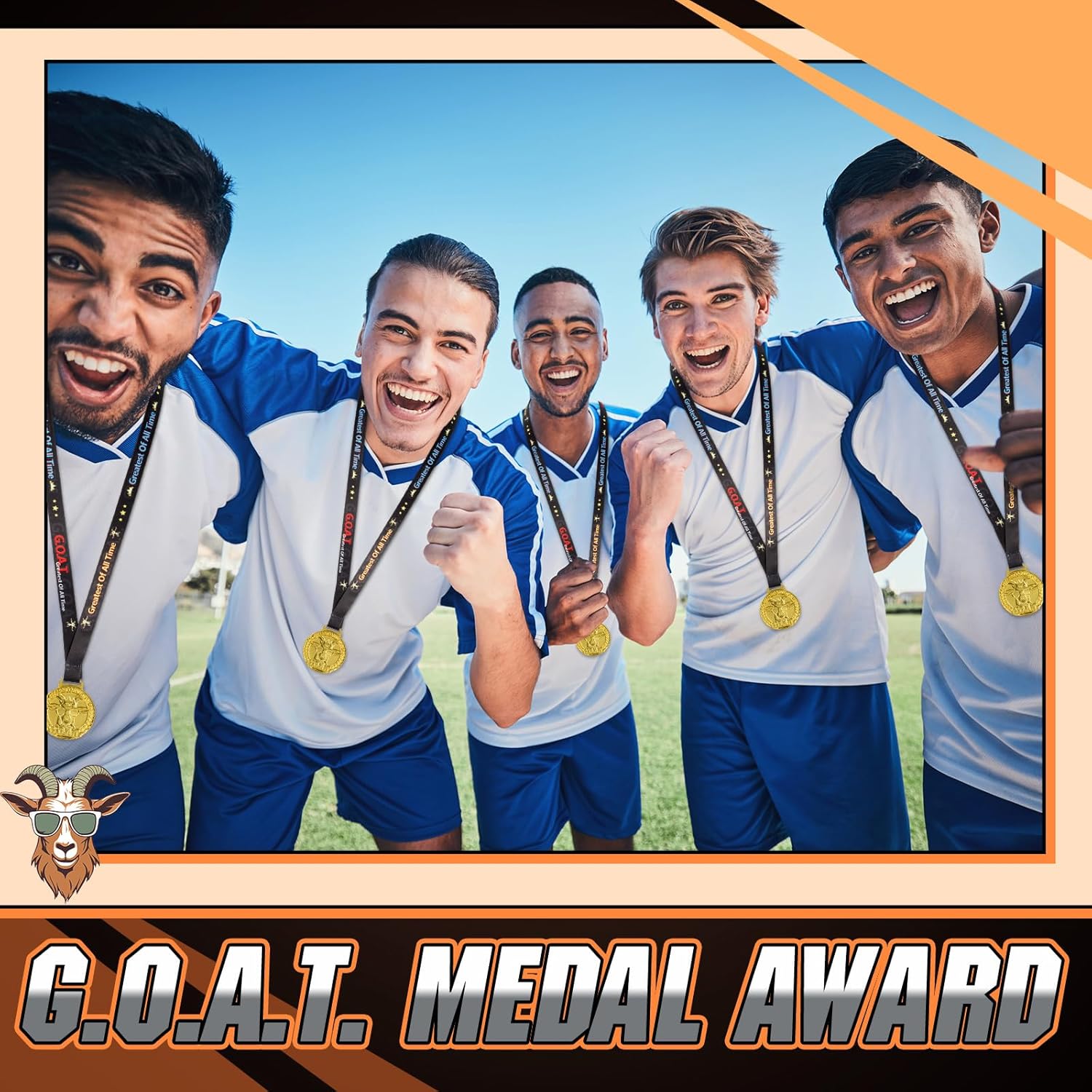 AmazingSpark 12/36 Pcs Goat Football Medal for Award - Greatest of All Time Champion Style Medal Football Champion Trophy for Game Day Party and Fan Gifts