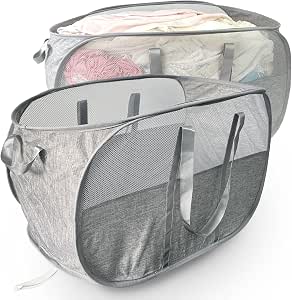 Space Saving Bathroom Organizer Collapsible Laundry Basket - Foldable Clothes Hamper For Bathroom & Bedroom Storage (Purple Sky Wolf Pattern) Space Saving Laundry Storage