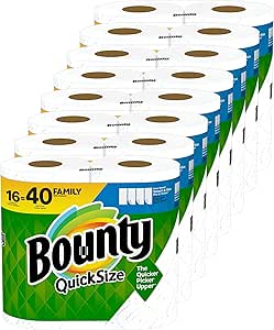 Bounty Quick-Size Paper Towels, White, 16 Family Rolls = 40 Regular Rolls