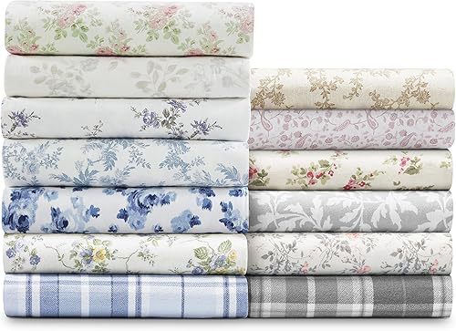 Vista 116 de Laura Ashley - Juego de sábanas de tamaño individual, juego de ropa de cama de franela de algodón, cepillado para mayor suavidad y comodidad