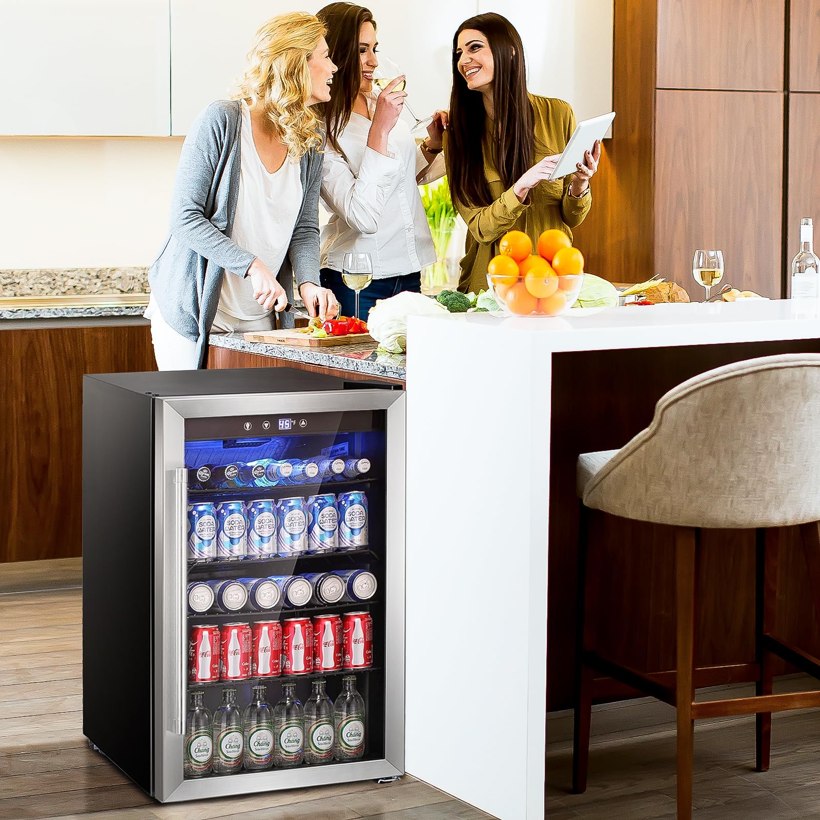 Antarctic Star Beverage Refrigerator Cooler - 145 Can Mini Fridge Glass Door For Soda Beer Or Wine, Clear Front Door For Home Office Or Bar, 4.4cu.Ft on Fridge.com - View 3