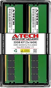 A-Tech 32GB Kit 2x16GB DDR5 5600MHz PC5-44800 CL46 UDIMM 1.1V Non-ECC Unbuffered DIMM 288-Pin Desktop PC/Computer RAM Memory Upgrade Module
