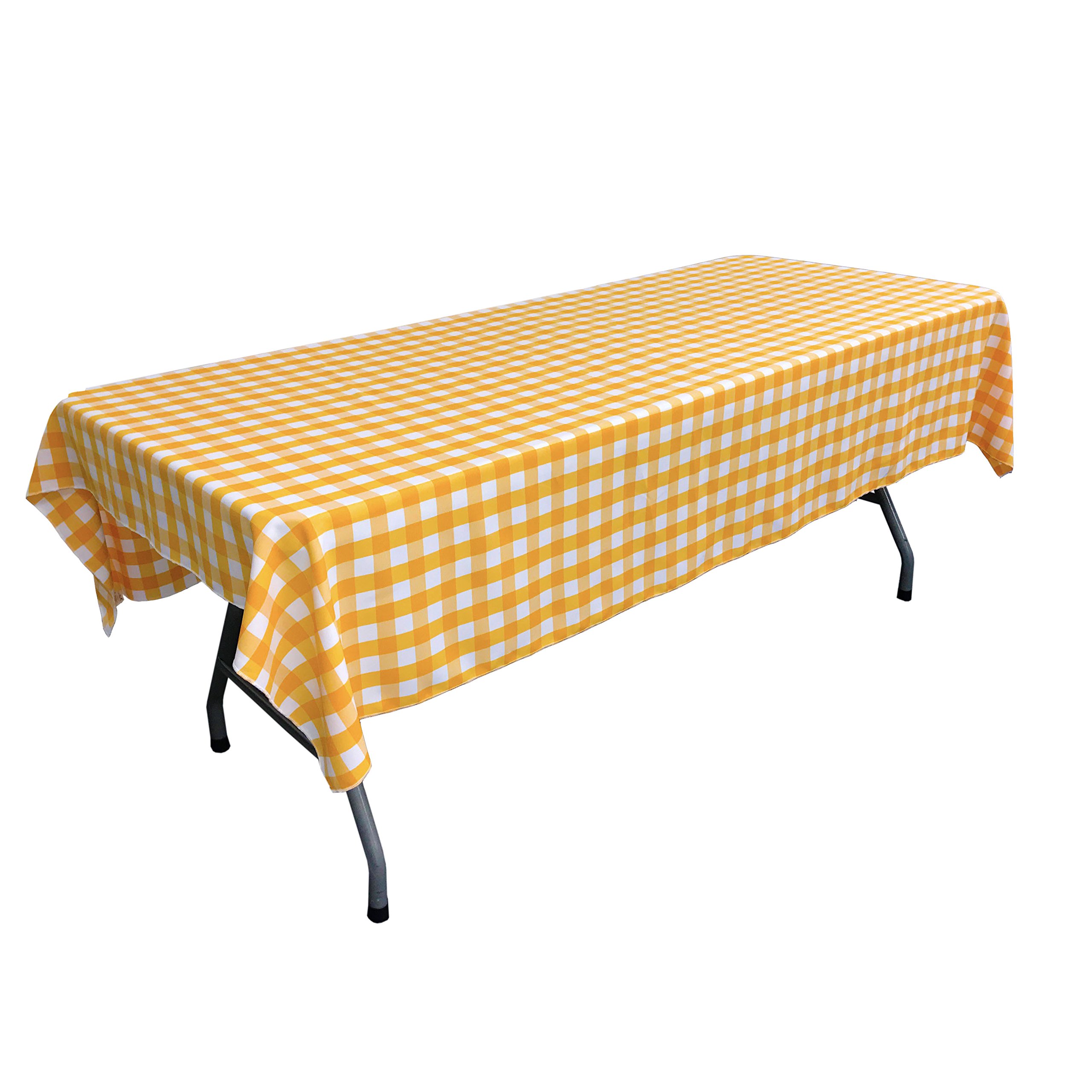 LA LinenCheckered 60 x 108, Dark Yellow/White, 60" x 108"