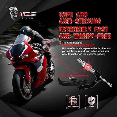 Miniatura 6 de MZS Protectores de palanca de motocicleta, protector de manillar de freno de embrague de aluminio, universal, 7/8, hueco, extensible, negro,