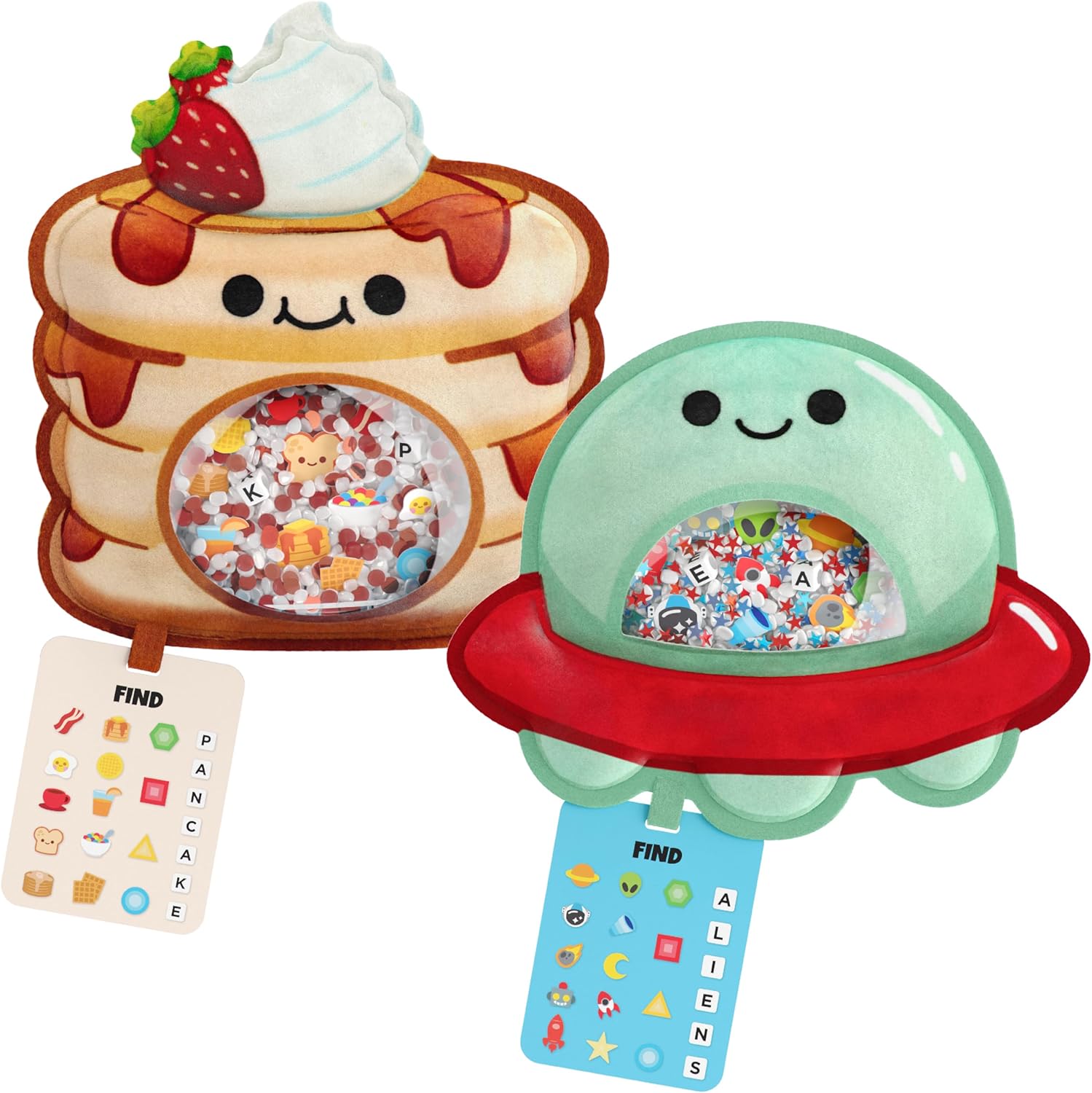 BIZYBOO – The Original Seek & Find Plush – Hidden Object Search Problem Solving Educational Matching Game for Kids 2 and Up – 2 Pack (Jack & Spacey)