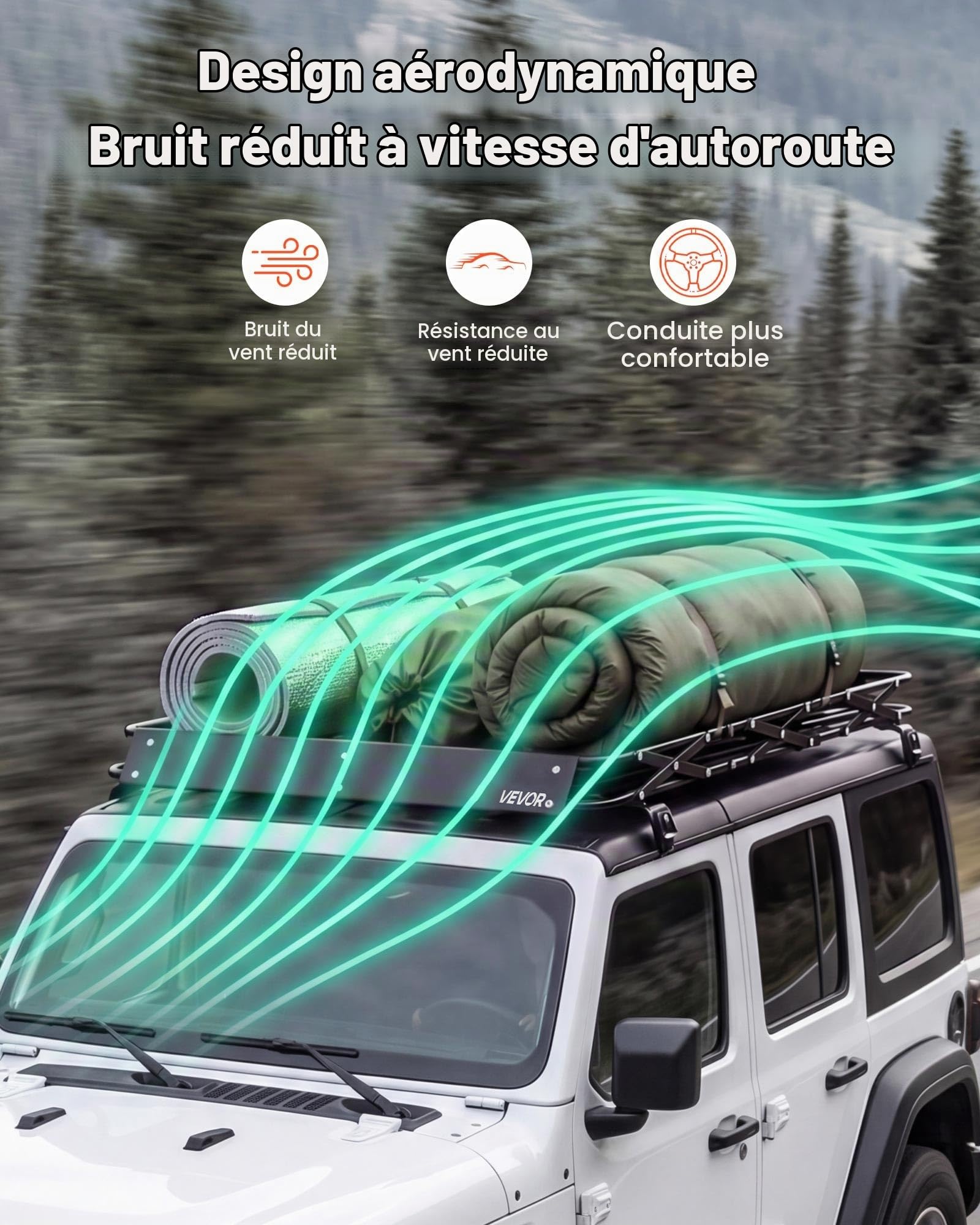 VEVOR Panier de Toit pour Voiture, 1626x990x102 mm, Porte Bagage Voiture, Cadre en Forme X Pliable, Capacité de 90,72 kg, Galerie de Toit Universelle pour SUV, Camionnette, pour Toutes Saisons