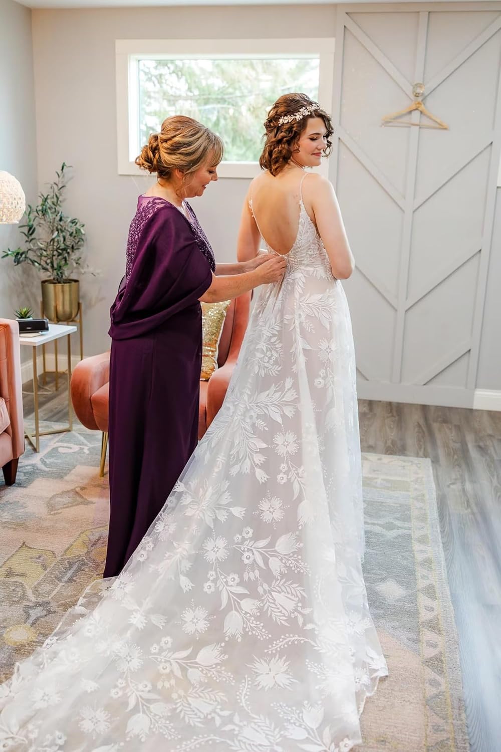 Cadoly Women's Cape Sleeve Mother of The Bride Dresses for Wedding 2025 Chiffon Lace A-Line Formal Evening Gown - Image 7