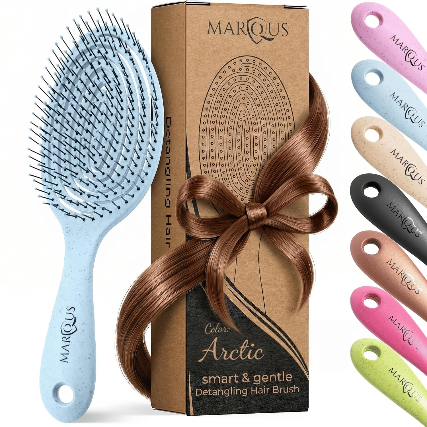 marQus Hair Detangler Brush - Bending Bristles & Body - 1Pcs Detangles with Ease - Arctic
