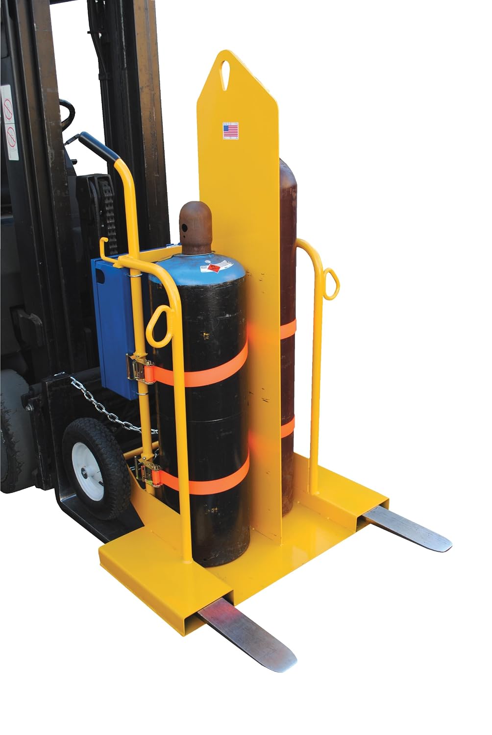 Vestil CYL-2-FP Steel Fire Proof Welding Torch Cart 34-9/16 In. x 40-1/4 In. x 66-3/8 In. 500 Lb. Capacity Yellow