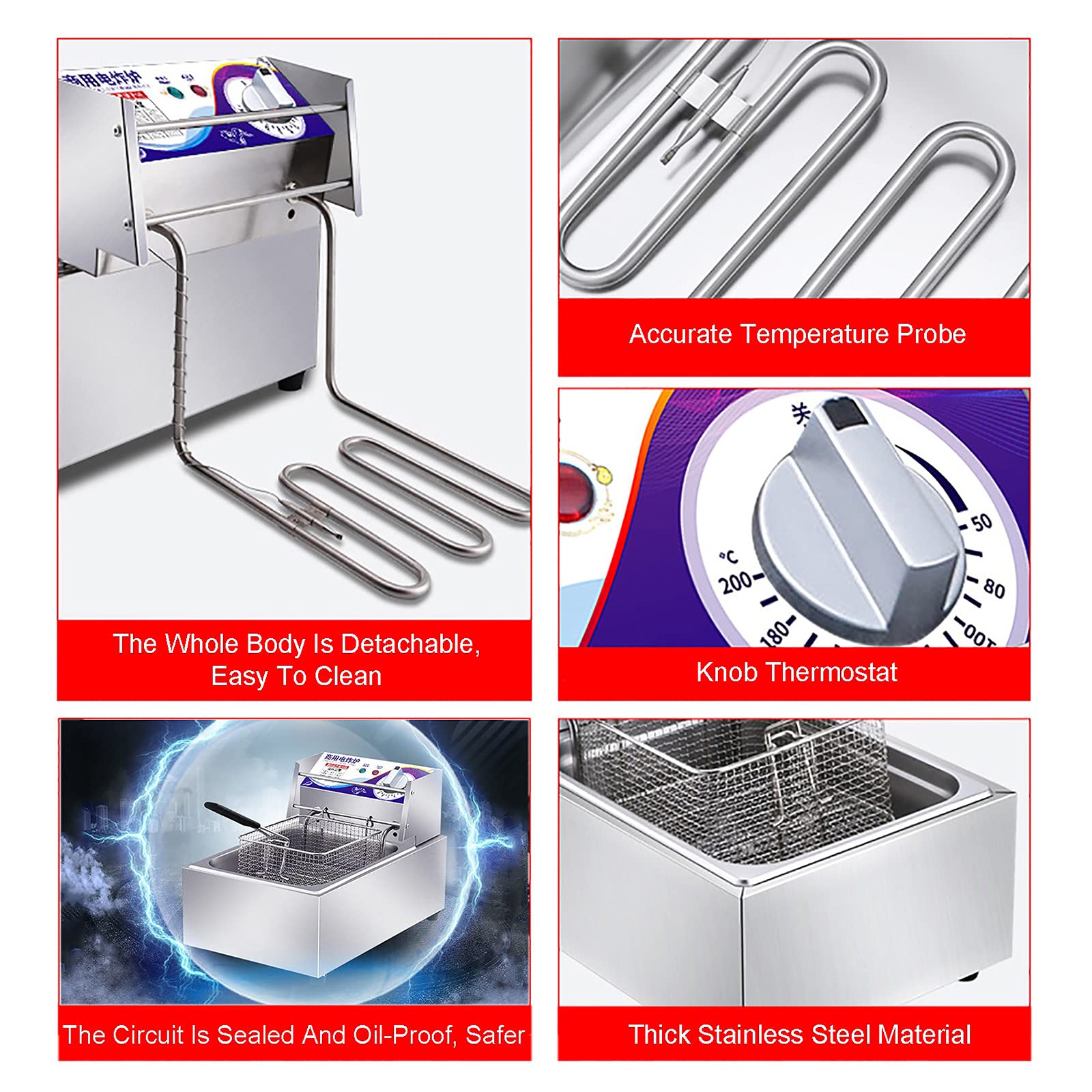 Friggitrice elettrica Commerciale, friggitrice Professionale da banco ad Alta capacità da 10L/20L, per ristoranti di Patatine Fritte, Fast Food, Snack Bar, Feste