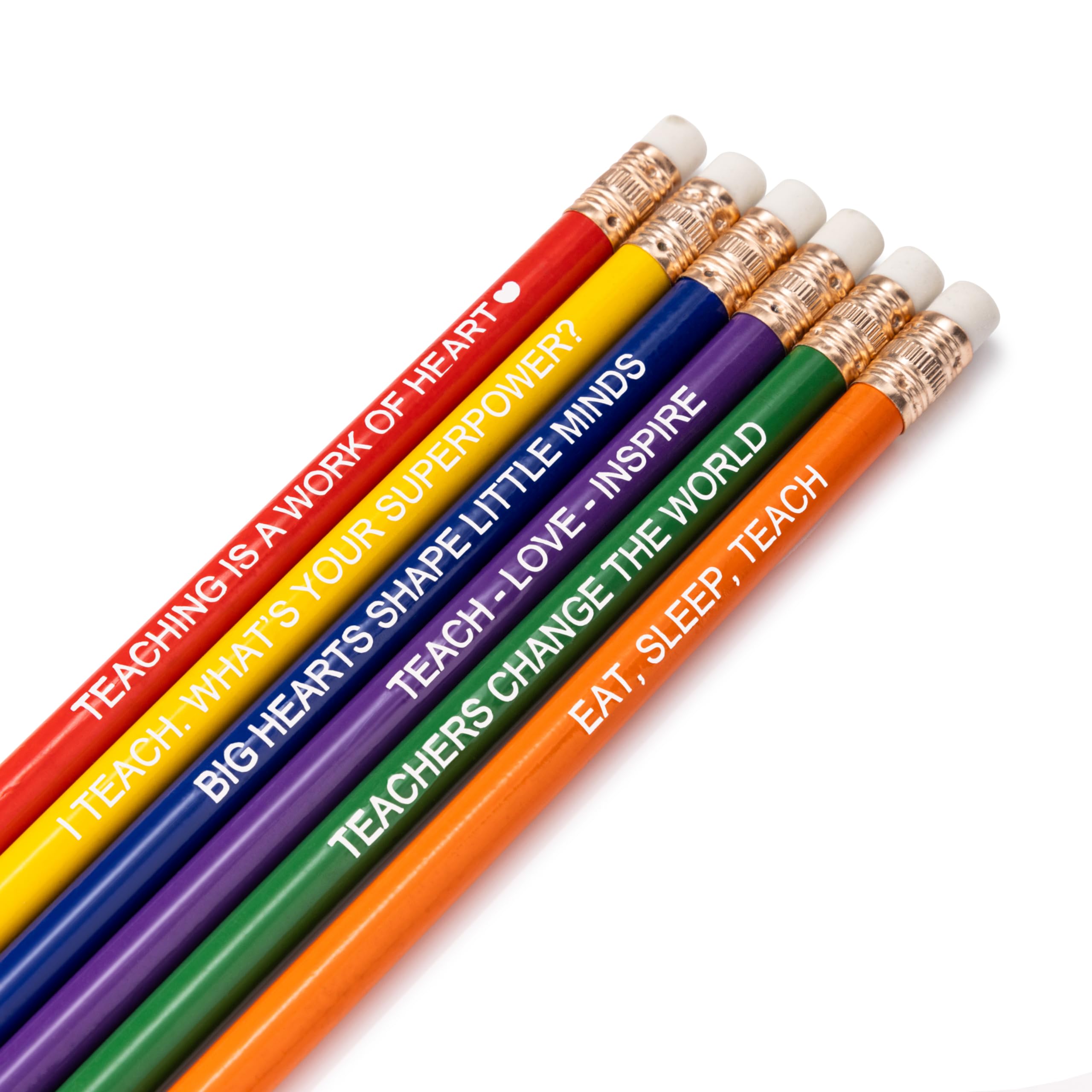 Medical ID Me Set of 6 Colourful Teacher Pencils, Teaching Gifts, Leaving Present, Teach Quotes, Multicolour, 1 count (Pack of 6)