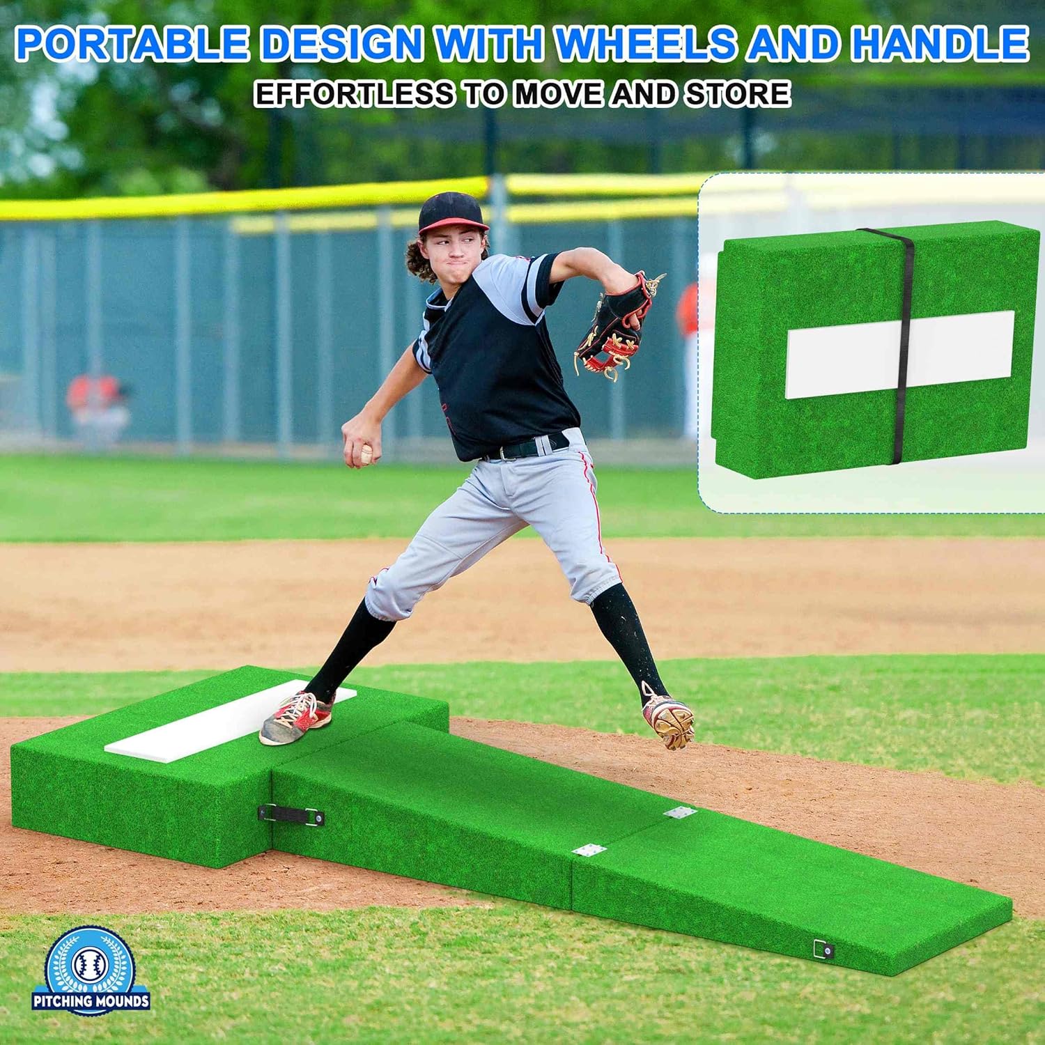 Pitching Mound, Portable Pitching Mound for Baseball Pitchers, 6” Foldable Pitching Mounds with Regulation Pitching Rubber for Baseball Softball Pitching Training