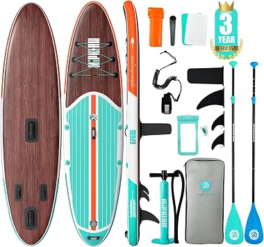 Niphean Inflatable Stand Up Paddle Board with 2 SUP Paddles Green & Blue, Stabiltrac Fin Design and SUP Accessories, Anti-Slip EVA Deck, 106 Inflatable Paddle Boards