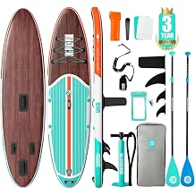 Niphean Inflatable Stand Up Paddle Board with 2 SUP Paddles Green & Blue, Stabiltrac Fin Design and SUP Accessories, Anti-Slip EVA Deck, 106 Inflatable Paddle Boards