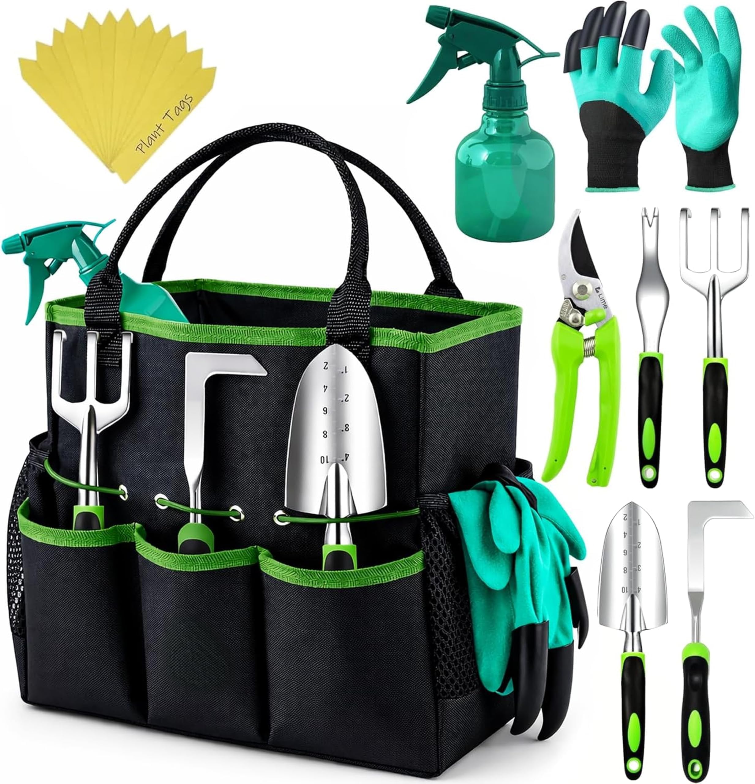 Craft911 Heavy Duty Garden Tool Set - Gardening Tools Set with Bag and Non-Slip Rubber Grip - Garden Hand Tools Kit | Planting Tools Rust-Proof Gardening Kit Gifts for Women and Men