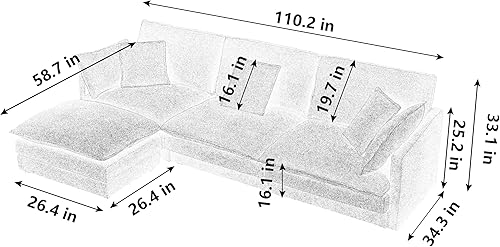Miniatura 2 de Sofá modular combinado de bricolaje, juego de sofá en forma de L de 110.2 pulgadas para muebles de sala de estar, juego de muebles para la sala de 3