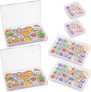 SiliFine 6 pcs Clear Plastic Storage Boxes with Snap Lids, three sizes, for Scrapbook Supplies, Washi Tape, Photocard, Sticker Journal, Transparent Sticker Case(S, M, L)