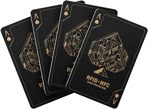 DUGRAFT RFID Blocking Card, 4 Pack, Debit Credit Card Protector, Contactless NFC Blocker, Ace-Pattern