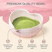 Vista 5 de Rehny’s Juego de batidor matcha Juego completo de matcha con cuenco en forma de corazón, batidor de bambú, soporte, tamiz de acero inoxidable