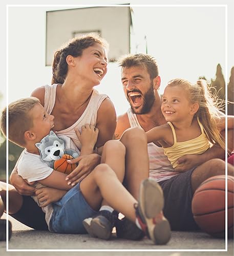 Miniatura 6 de DolliBu Peluche de lobo con peluche de baloncesto, lobo suave y abrazable, adorable juguete de peluche de lobo para jugar, lindo regalo de vida