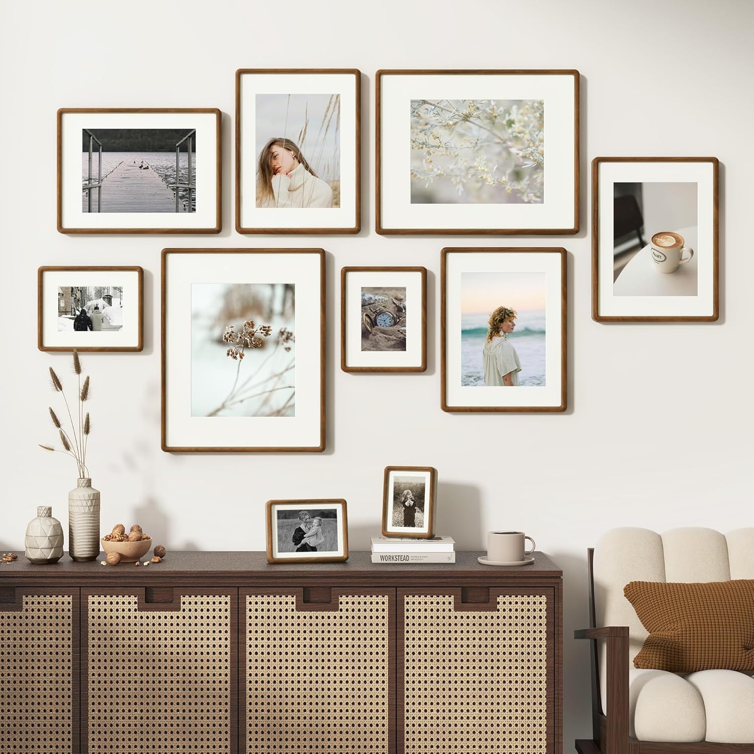 Fun Memories 6x8 Picture Frame, Solid Walnut Wood Frame with Real Glass, Hard Wood 6 by 8 Photo Frame for Wall & Tabletop Display, 6x8 Picture Frame Matted to 5x7, Natural Walnut Color - Image 8