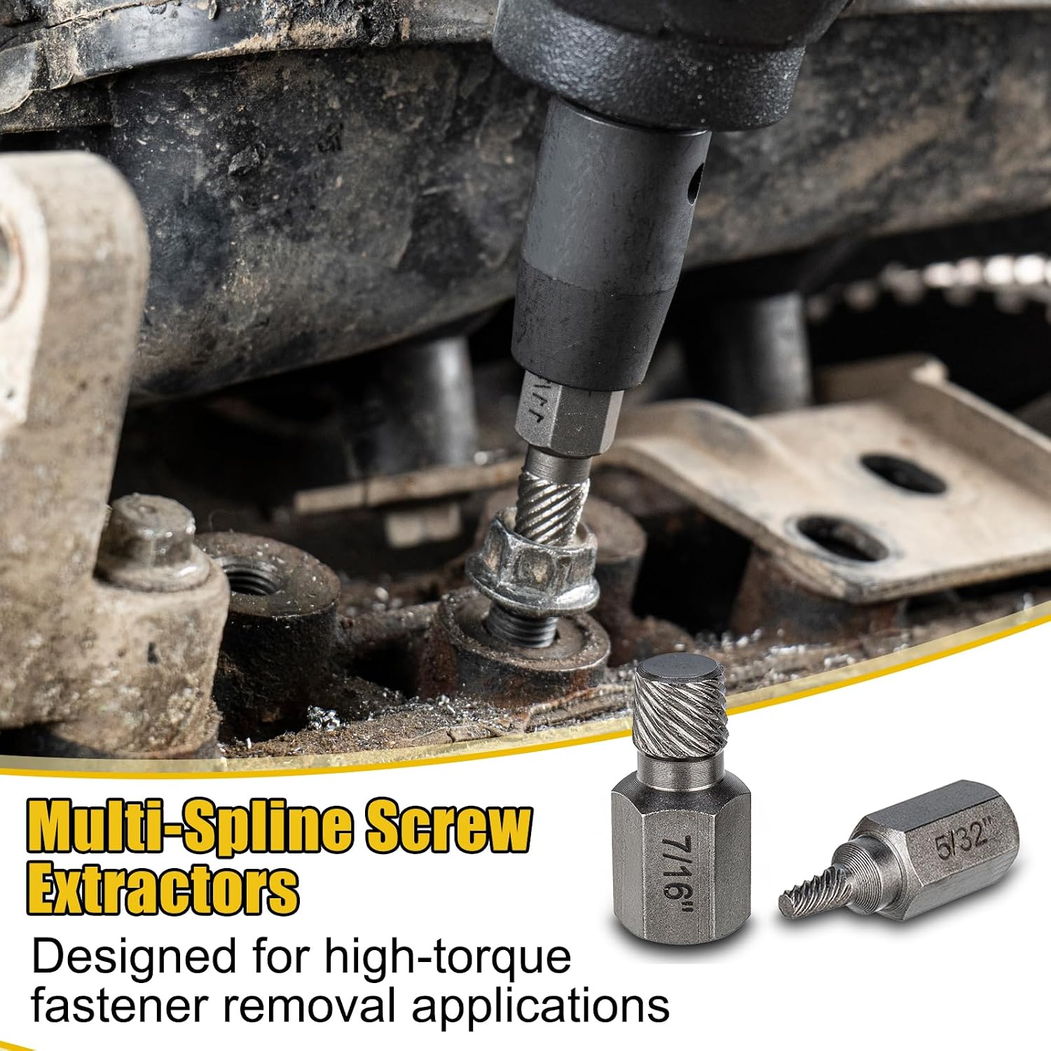 Easy Out Screw Extractor Set 13-Piece, Multi-Spline Easy Out Bolt Extractor Kit, CR-MO Steel Hex Head Remover for Stripped, Broken, Rounded, Rusted Bolts, Screws and Nuts