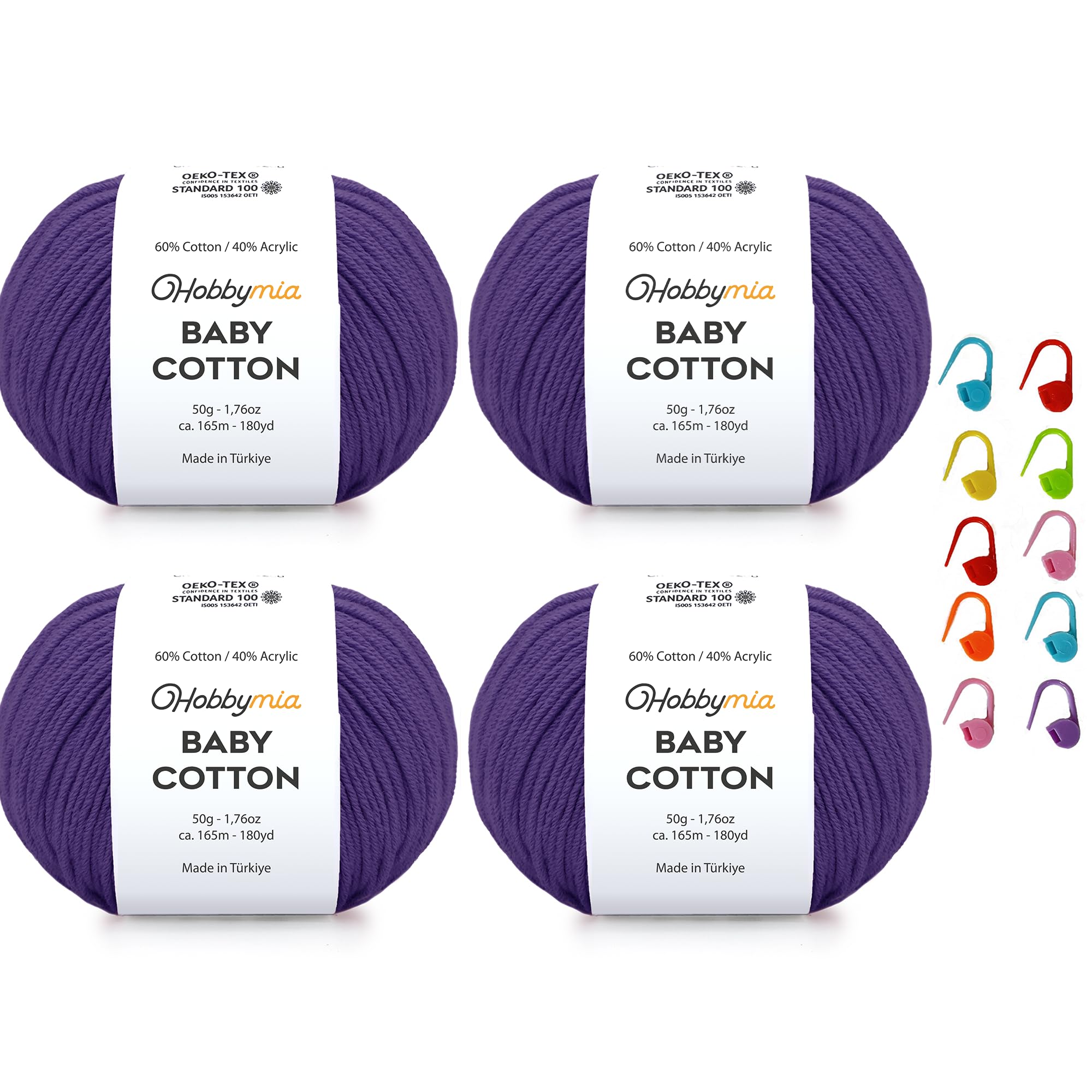 Baby Cotton Blend Yarn – Soft Sport Weight Yarn for Crochet & Amigurumi - 50g/180yds - 60% Cotton 40% Acrylic - Ideal for Baby & Knitting Proj.(Neon Green, 1 Ball) — view 142