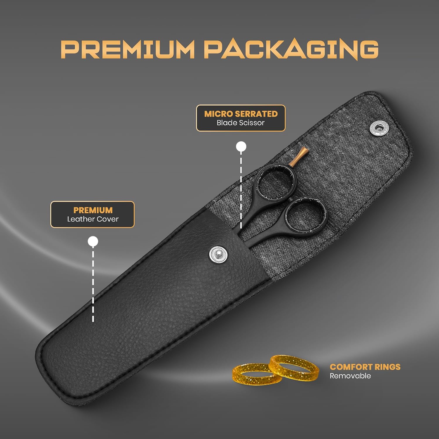 Hair Cutting Scissors - 6.5” Professional Hair Scissors For Men and Women High Carbon Stainless Steel With Serrated Blade And Leather Bag - Barber Scissors - Salon Hair Shears, Haircut Scissors