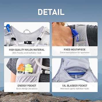 N NEVO RHINO Running Hydration Vest for Women with 1.5L Water Bladder | 5L Small Running Backpack - Lightweight Breathable Hydration Vest for Hiking Trail Running Cycling Marathon for Women