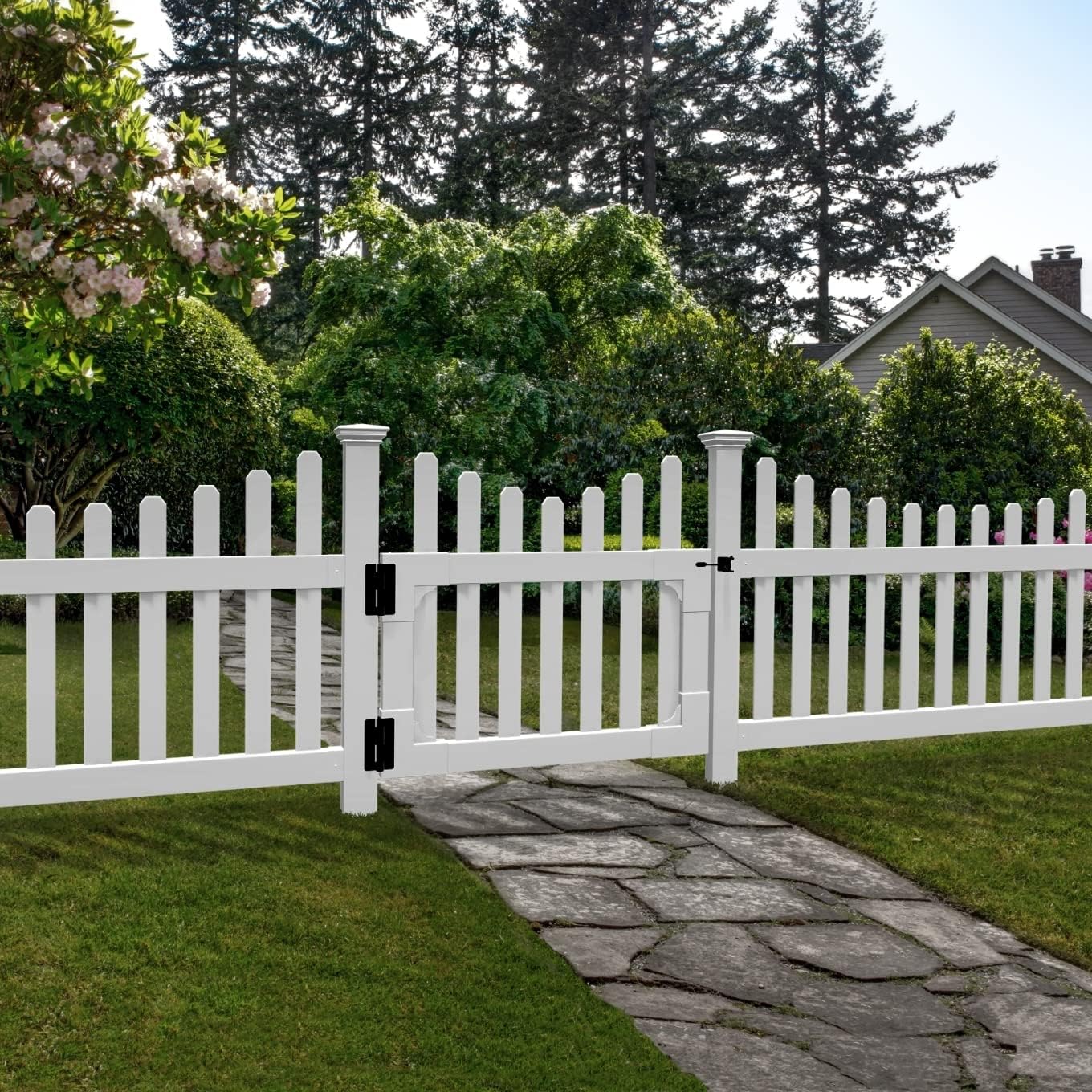 3ft H x 3.5ft W (1 Gate) No Dig WamBam All American Gate Kit, White Vinyl Picket Yard Fence Gate w/Hardware Included for All American Fence, Outdoor Gate for Patio & Yard, ZP19043