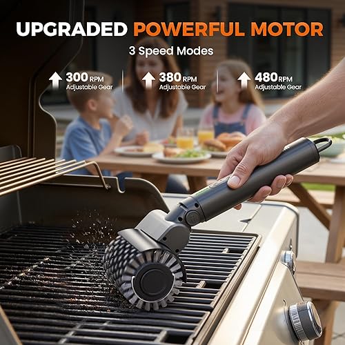 Miniatura 2 de Leebein Cepillo eléctrico para parrilla al aire libre, limpiador de parrilla de barbacoa mejorado 2026 con 3 cabezales, cepillo giratorio