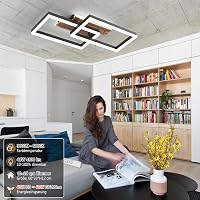 SEATAIN Fa Mennyezeti Lámpa - Fekete Téglalap 48W LED, Távirányítós, Fényerőszabályozható, 3000K-6000K, 4800lm, Éjszakai Fény Funkcióval 2