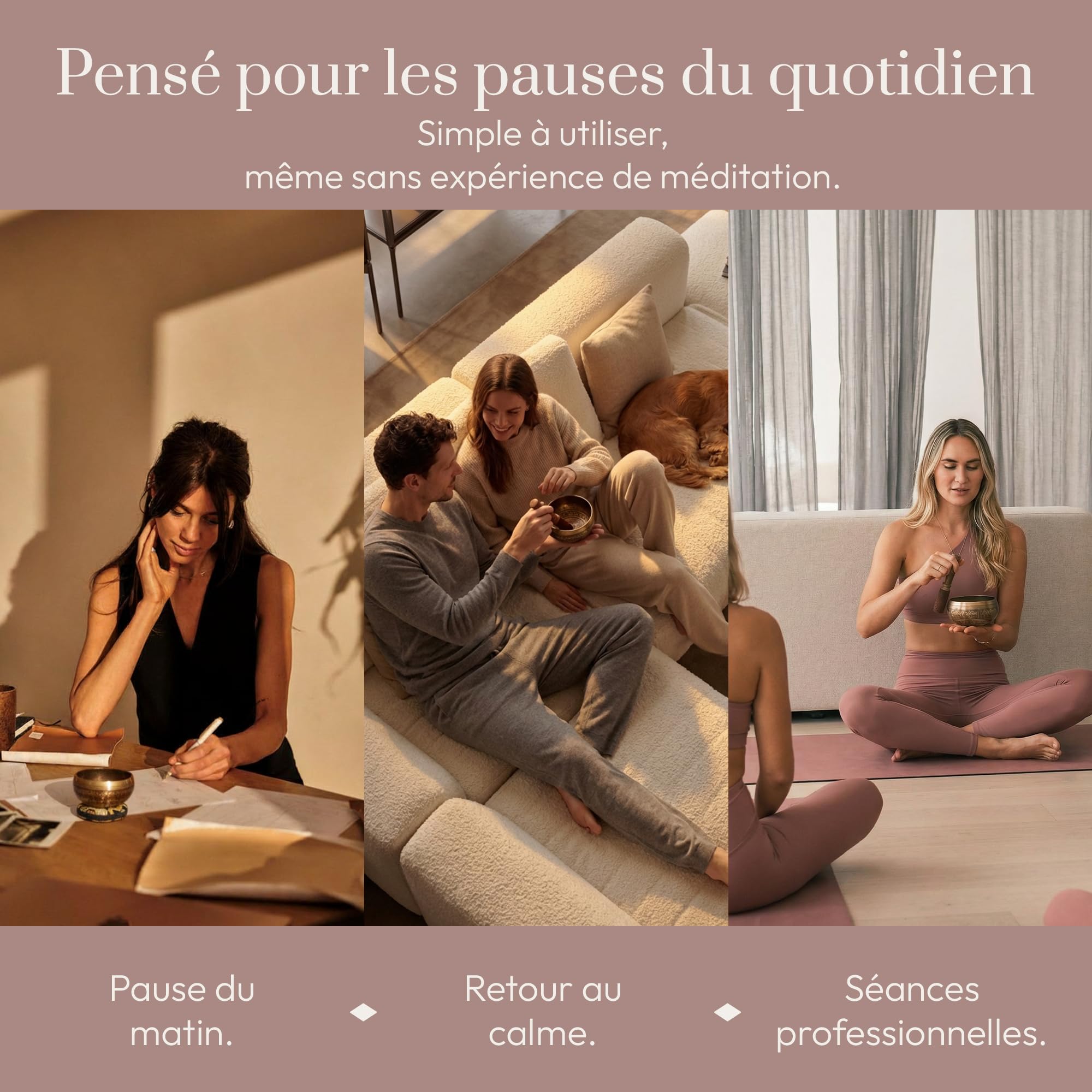 Bol Chantant Tibétain Silent Mind – Anti-stress Authentique, Facile à Utiliser, Sonorité Apaisante, Fabriqué à la Main dans l’Himalaya, Parfait comme Idée Cadeau pour la Sophrologie et la Méditation