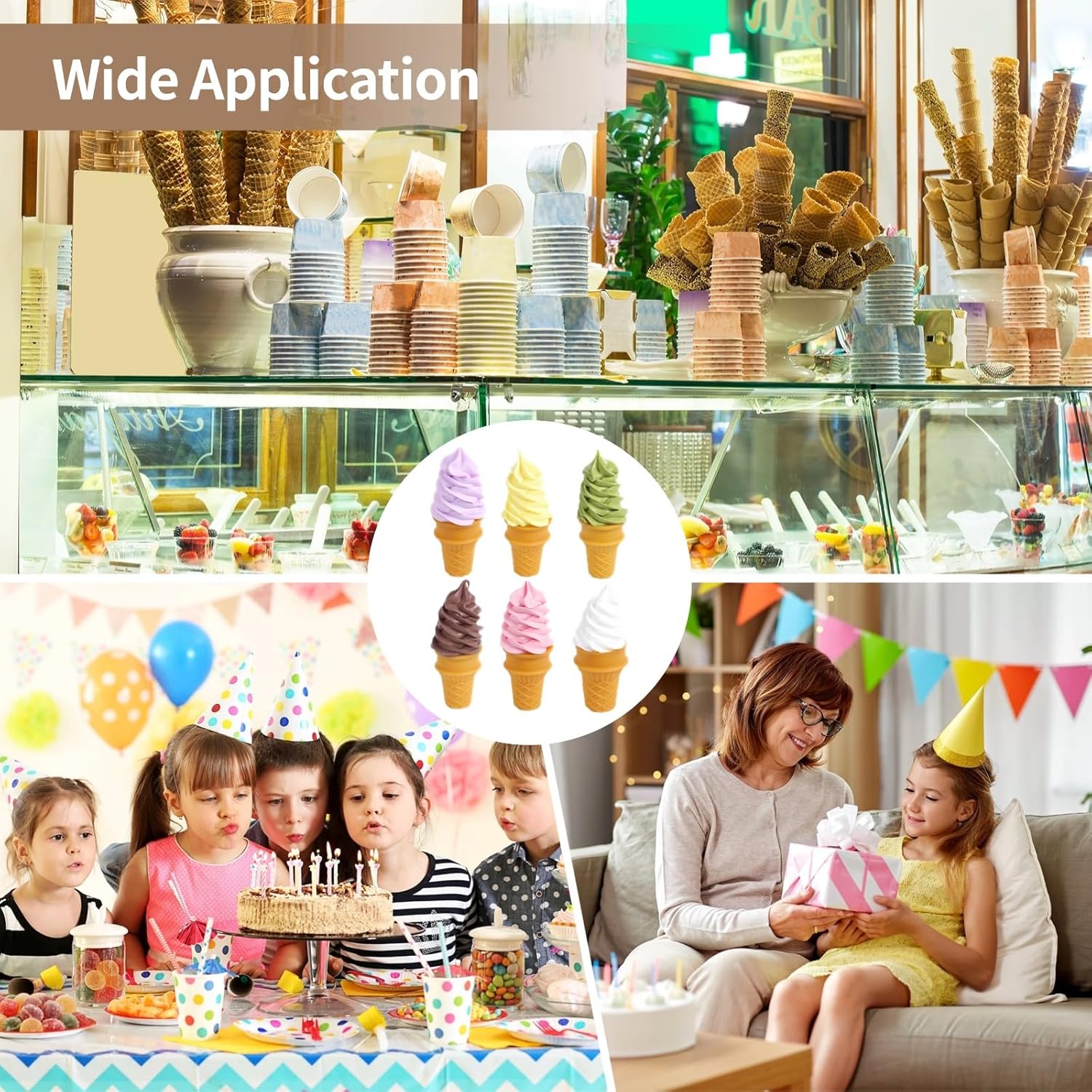リアルなフェイクアイスクリームデザートモデル、本物そっくりのディスプレイ小道具、写真、店の窓、ホームデコレーション用のスパイラルコー
