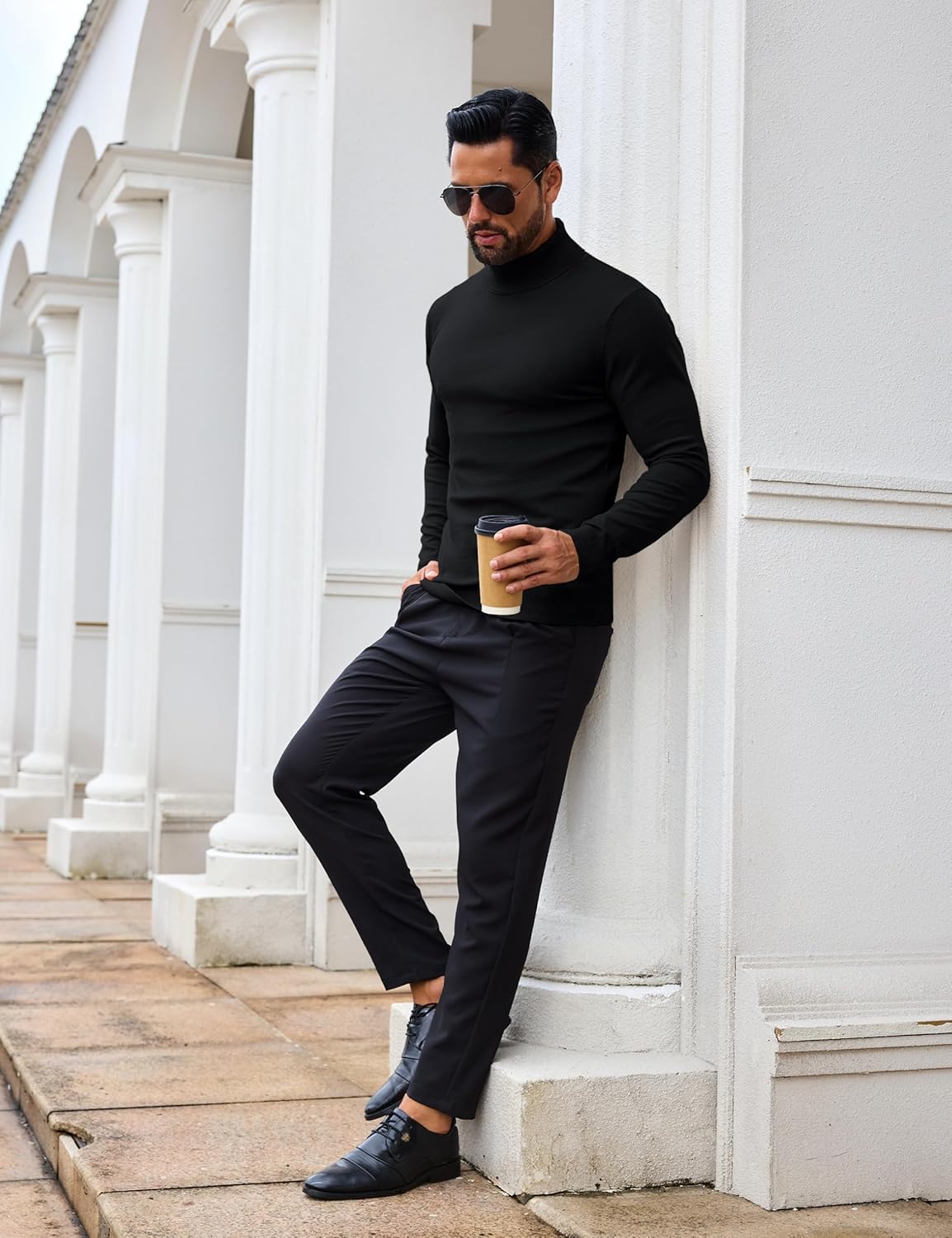 EKLENTSON Men's Turtleneck Sweaters Knitted Pullover Long Sleeve Lightweight Slim Fit Sweater Fall Winter