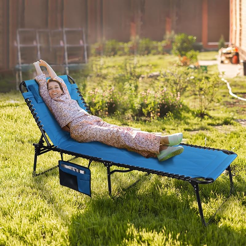 VILLEY Oversized Padded Chaise Lounge with Cushion, Foldable Recliner image 2