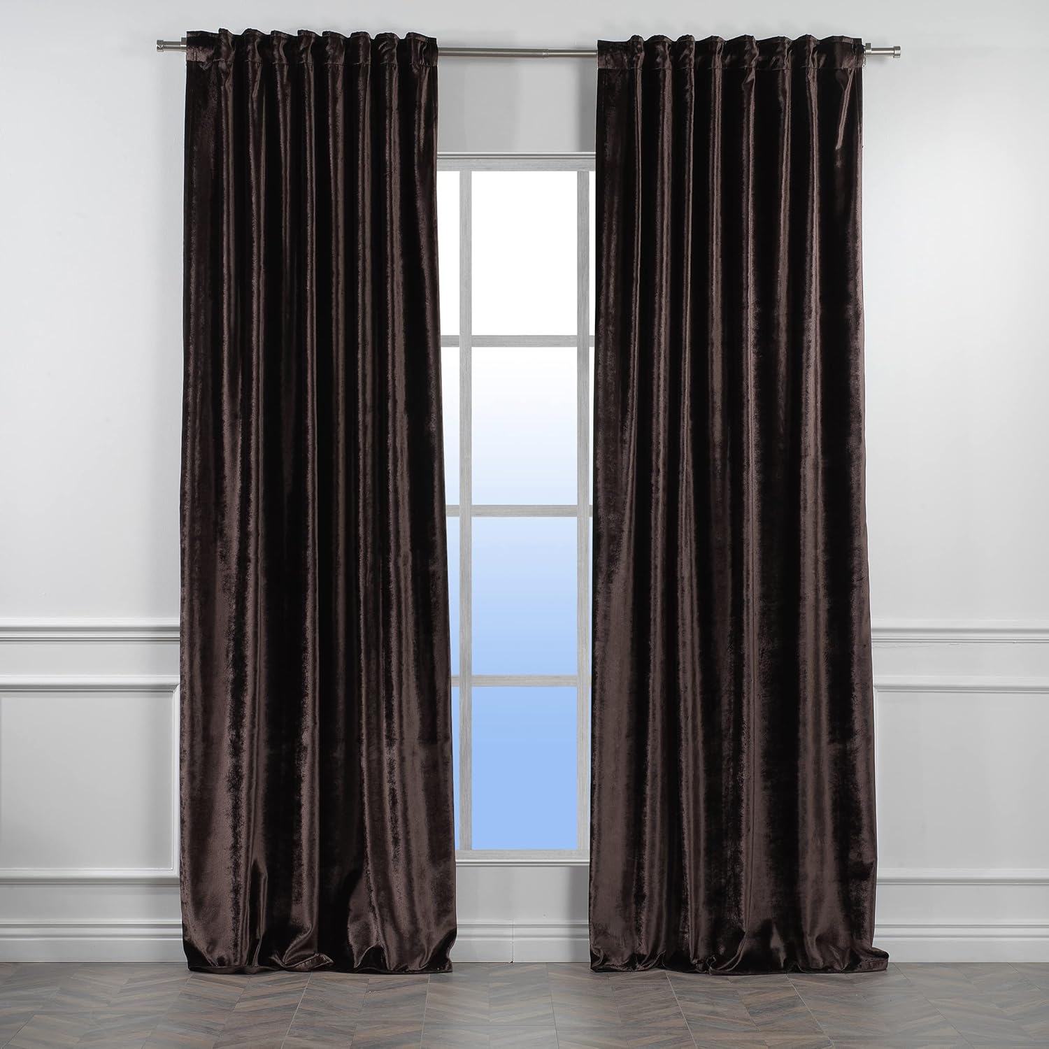Extra Long Shiny Velvet Curtains Luxury Colors Light Blocking Hang Back Tap 1 Panel Curtain Custom Made Drapes - Made in Turkey