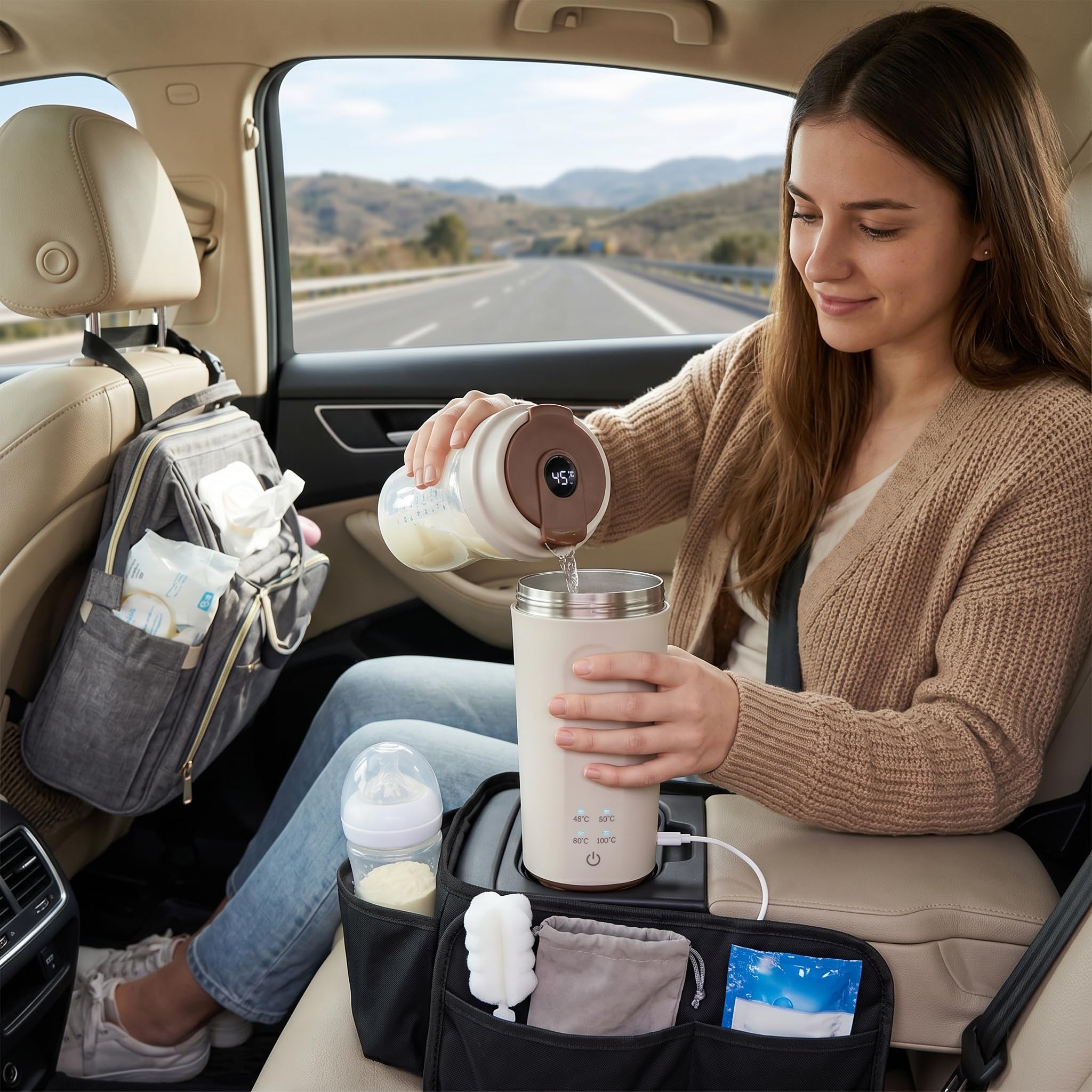 Tetera Eléctrica Portátil 500ml Hervidor de Agua con Calentamiento Rápido Batería Recargable 5000mAh para Viajes Café Té Acero Inoxidable