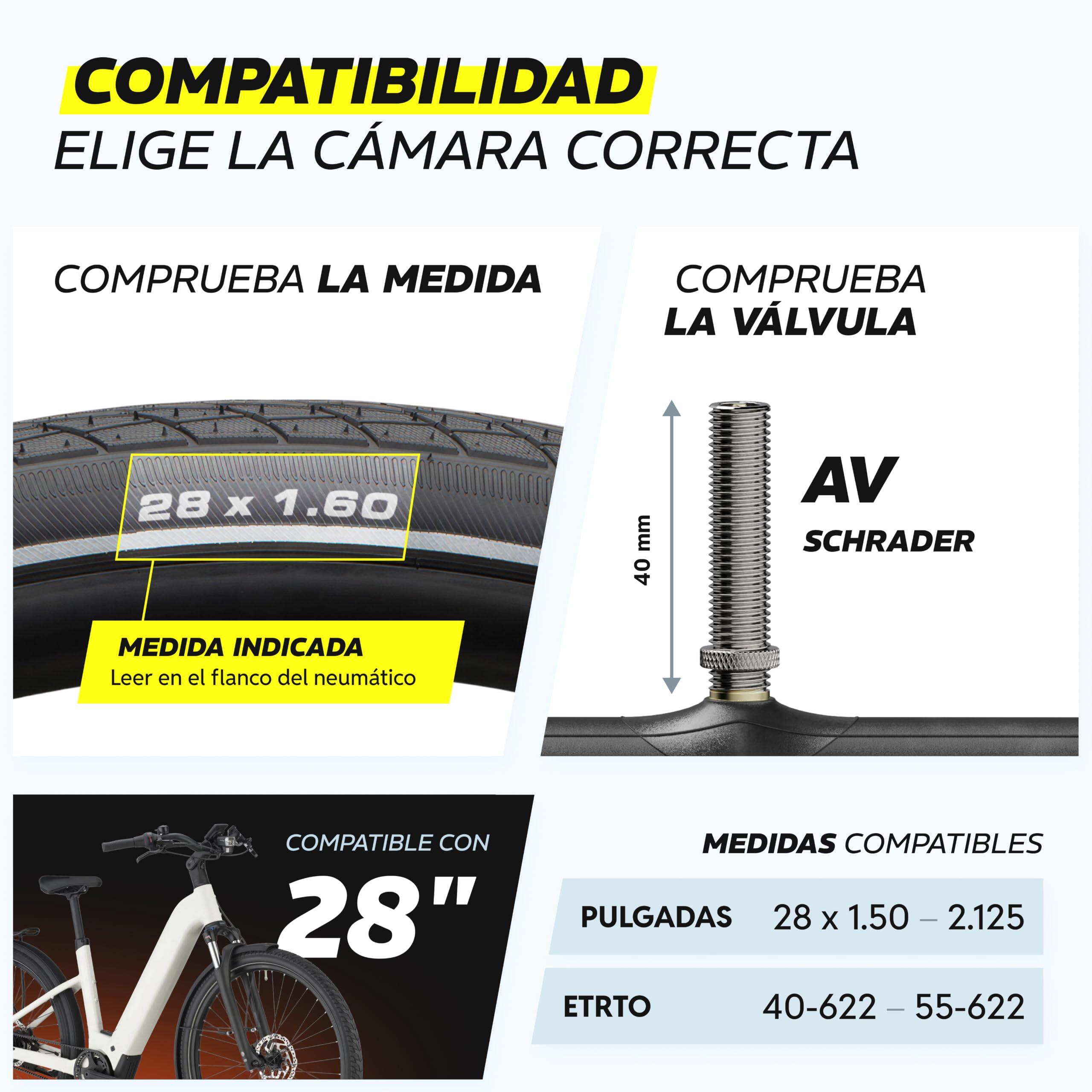 Alphatrail Cámara de Bicicleta Rick 28 Pulgadas AV Schrader Válvula 2X Conjunto con Garantía de Movilidad I Cubierta Compatible Schwalbe, Michelin, Continental, Conti, Maxxis & Kenda