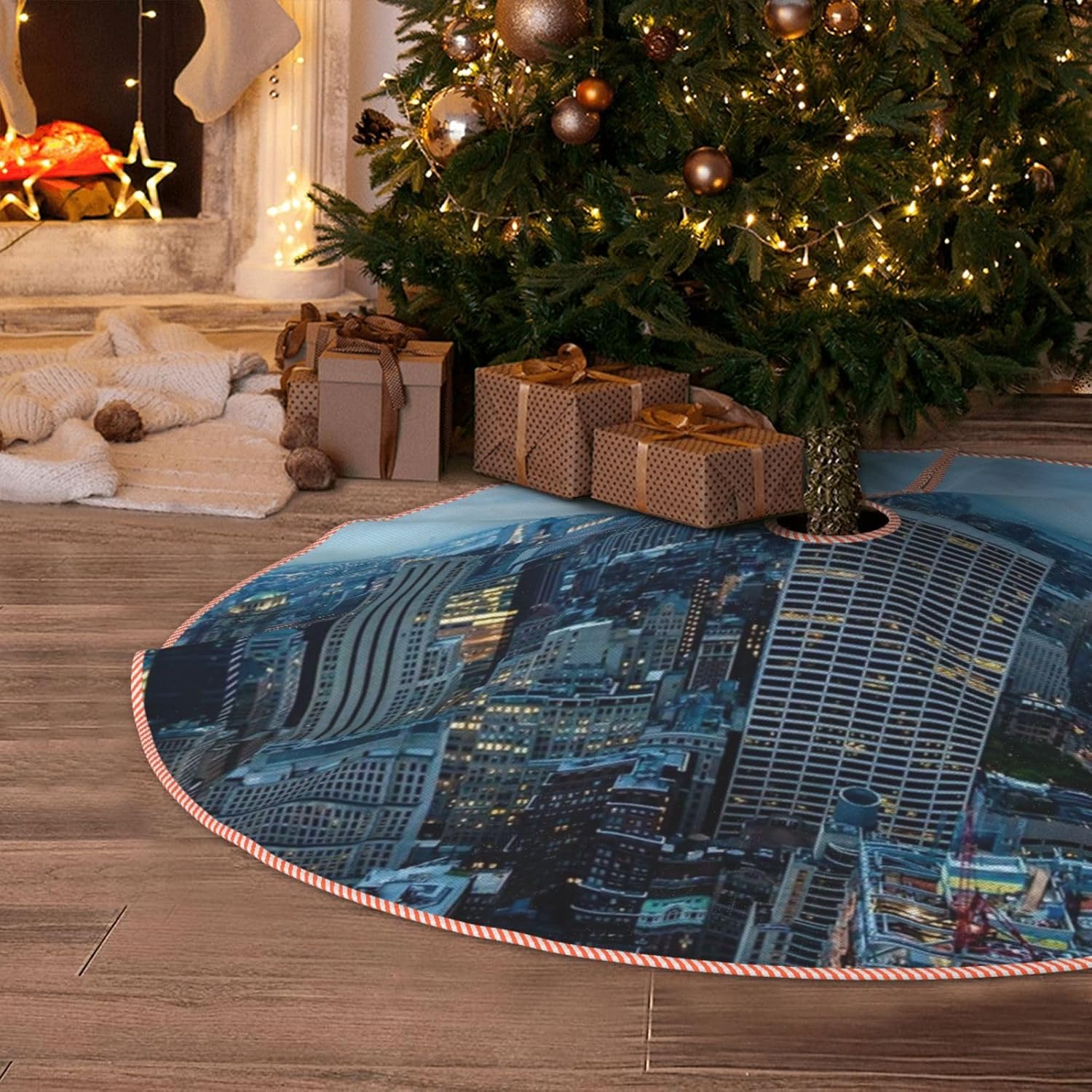 New York Fashion City Christmas Tree Skirt 36 Inch Large Christmas Tree