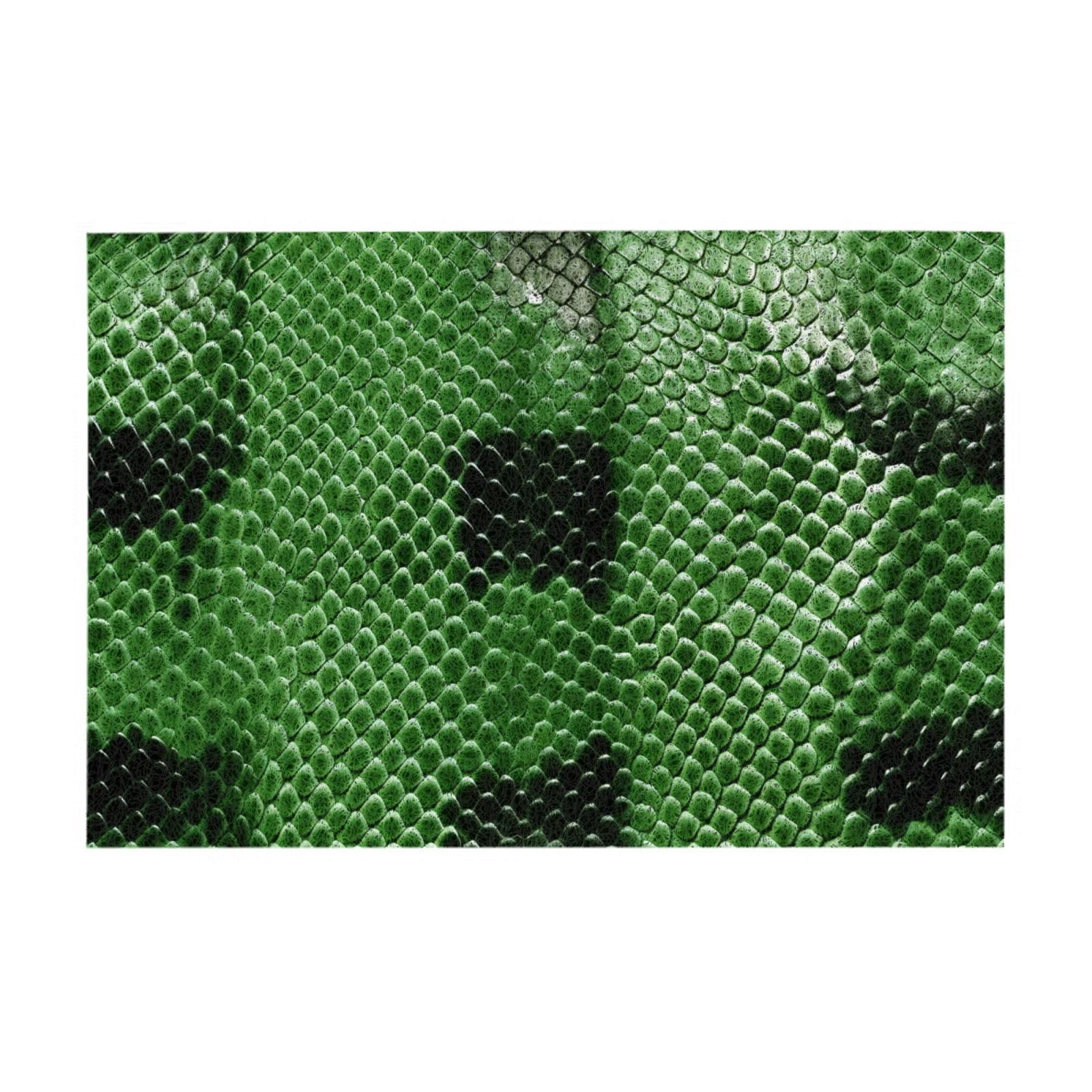 Tapis de sol antidérapant vert imprimé serpent pour entrée propre
