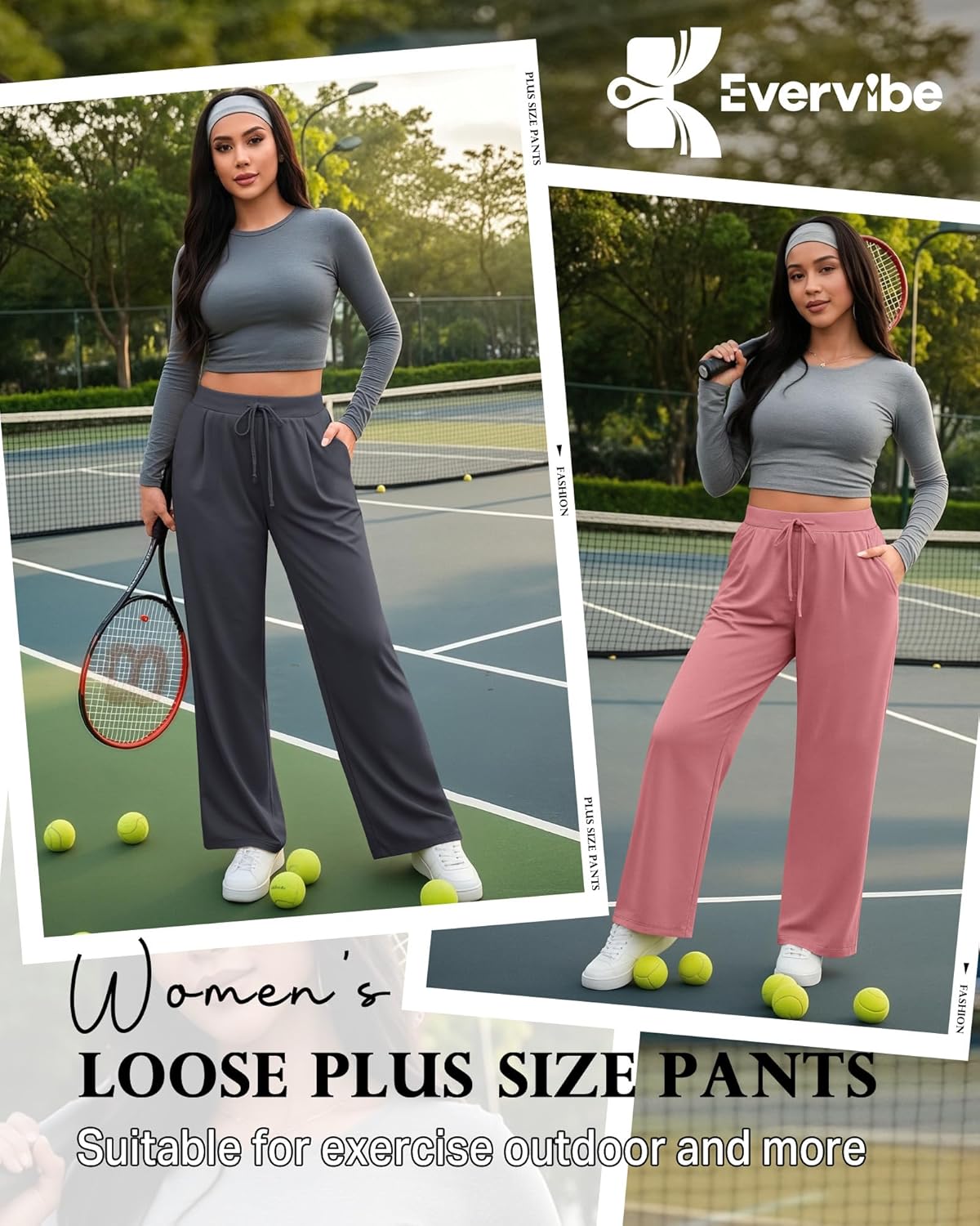 3 Pack Women's Plus Size Wide Leg Yoga Pants, Drawstring Lounge Sweatpants Loose Casual Workout Pants with Pockets - Image 4