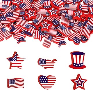 Whaline 60Pcs Independence Day Eraser American Flag USA Land Theme Mini Erasers Stars and Heart Hat Collection Erasers for 4th of July Party Favors Student Prize Homework Rewards Gift Filling